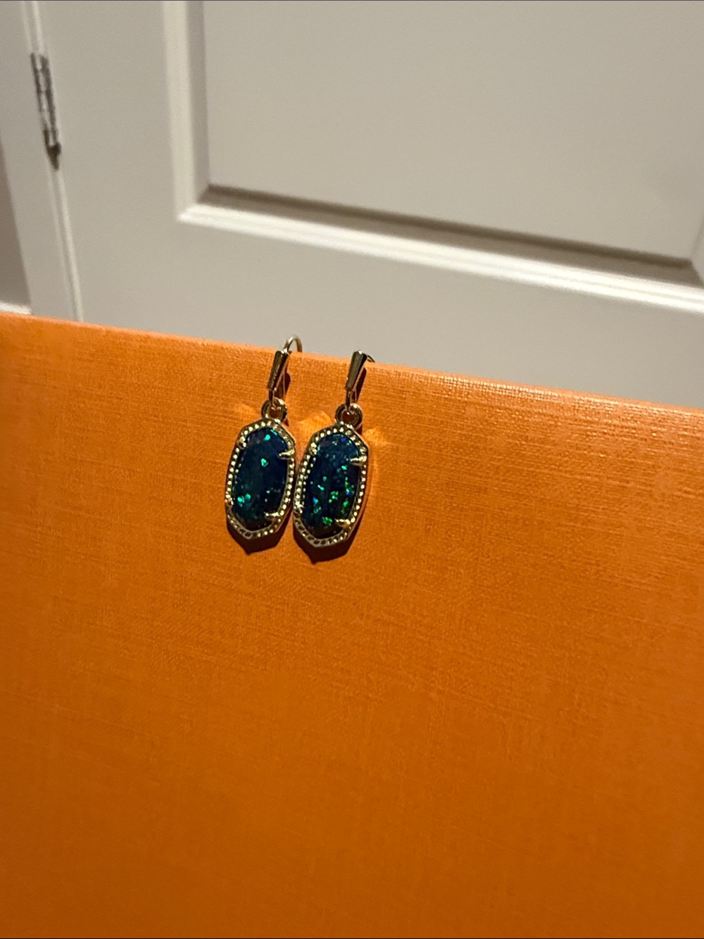 Kendra Scott Blue-Green Crystal Drop Earrings